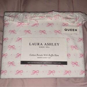 Viral Laura Ashley Coquette Pink Bow Queen Sheet Set NWT
